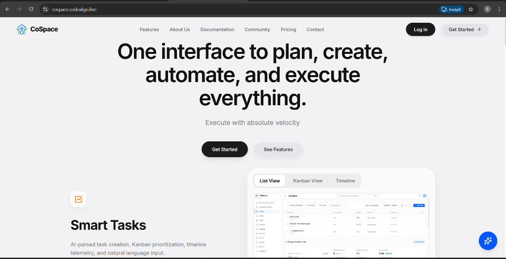 CoSpace Landing Page